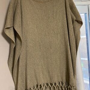 Francesca's Collections Gold Poncho with Fringe